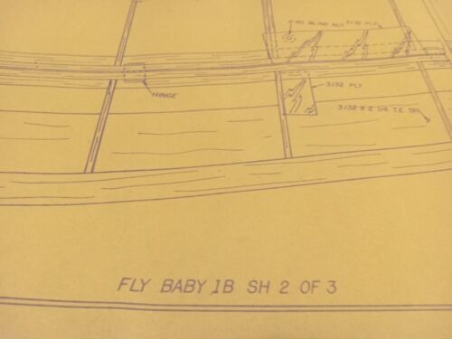 Vintage R/C Airplane Blueprint Plans "FLY BABY I-B" Complete 88" Wingspan Balsa - Picture 7 of 12