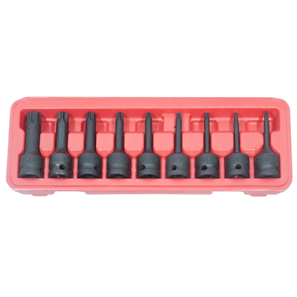 KROFTOOLS COFFRET 9 DOUILLES EMBOUTS IMPACT TORX MALES A CHOC 1/2 T20 à T70