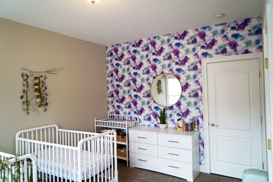 Papel pintado moderno para guardería pelar y pegar floral acuarela impresionista compañeros de cuarto Foto 4 de 4