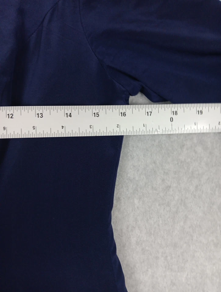 J Peterman женское платье размер 8 100% шелк молнии назад 3/4 рукав миди темно-синий вырез - Изображение 3 из 4