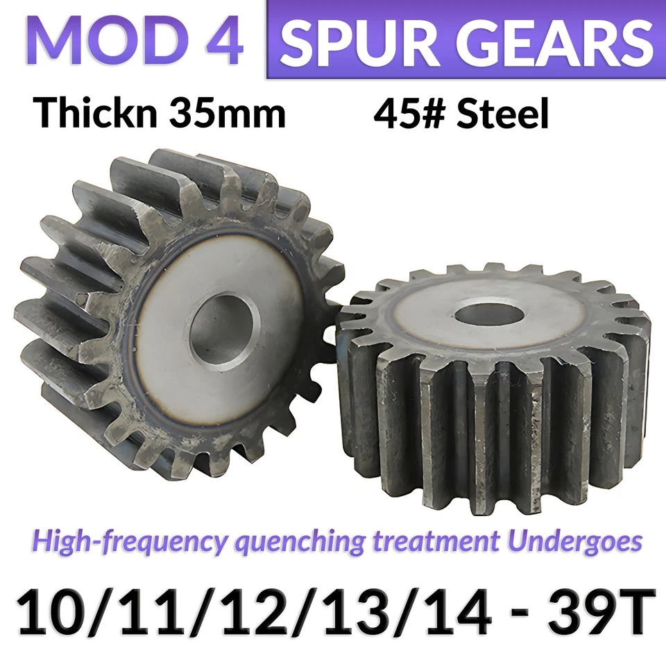 Mod 4 45# Steel Spur Gears Pinion Gear Thickn 35mm 10T - 39T Transmission Gear - Bild 1 von 4