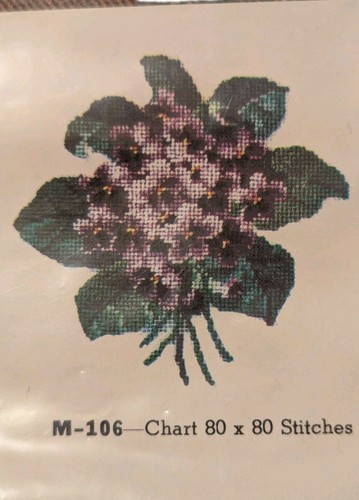 Jean McIntosh Needlework Petit Point Lilacs M-106 3x3 Sealed - Picture 2 of 4