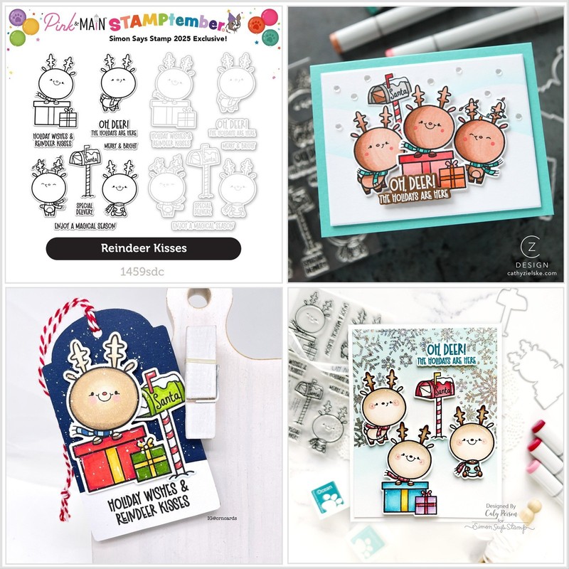 NEW - Stamptember 2025 - Pink and Main - Reindeer Kisses  -Stamp and Die Set