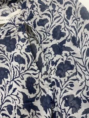 Isabel Marant Etoile Cutout Blouse Presley Blue Floral Print Chiffon Size 36 - 第 3/8 張圖片