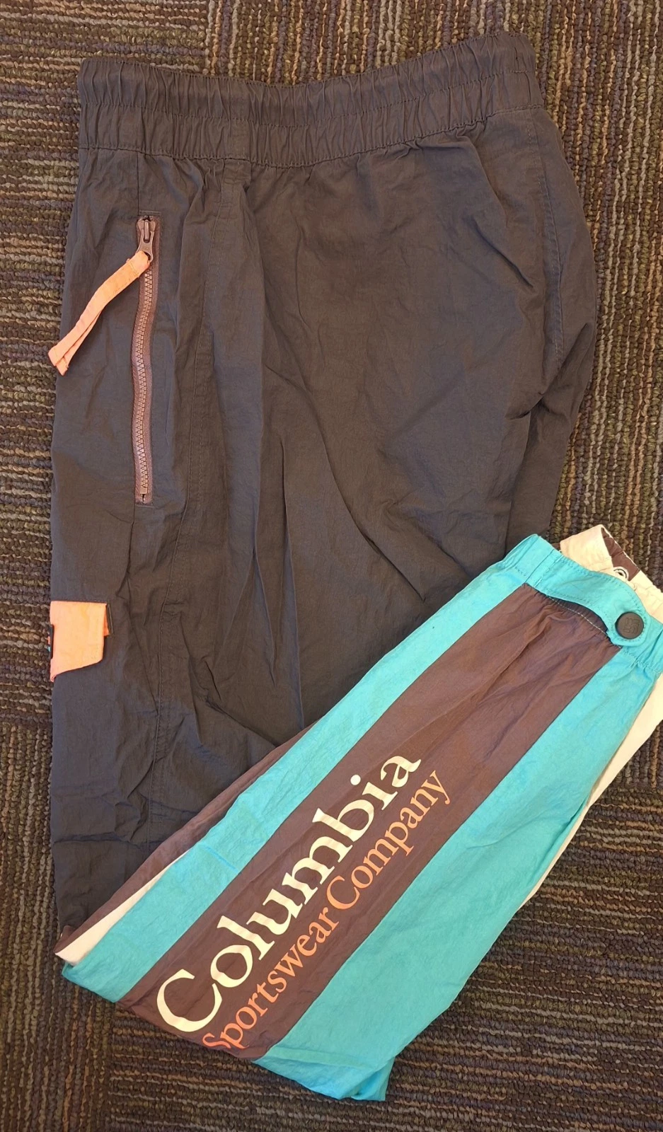 Columbia Rain Pants Retro? Snap Pocket Block Colors Small 29 Inseam Womens