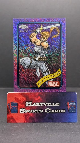 2025 Topps Chrome Marvel Shatterstar Purple Shimmer Refractor /75 #49
