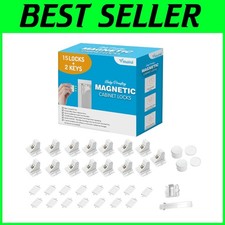 Durable Magnetic Cabinet Locks - 15 Locks, 2 Keys