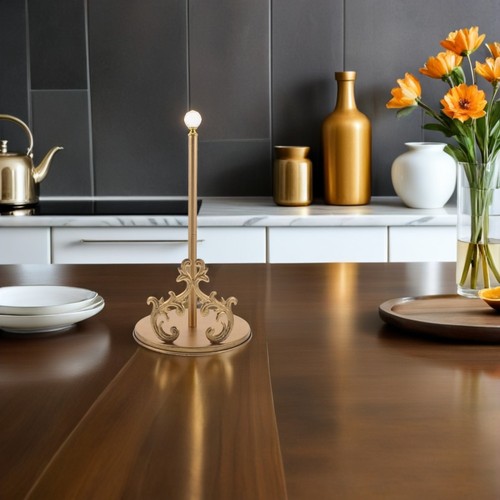 Toallero de papel ponderado encimera: soporte de cocina de hierro europeo con - Imagen 9 de 12