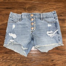 Abercrombie Kids Light Blue Distressed Denim Shorts 11/12