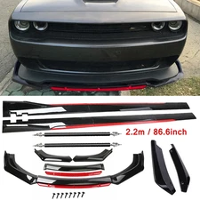 For Dodge Challenger Front Bumper Lip Spoiler Splitter Side Skirt Glossy Black