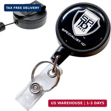2 Pack - Heavy Duty Retractable ID Badge Holder Keychain Reel - Strong Polycarbo