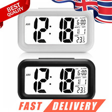 Digital Bedside LED Snooze Alarm Clock Time Temperature Day/Night Mode Clock