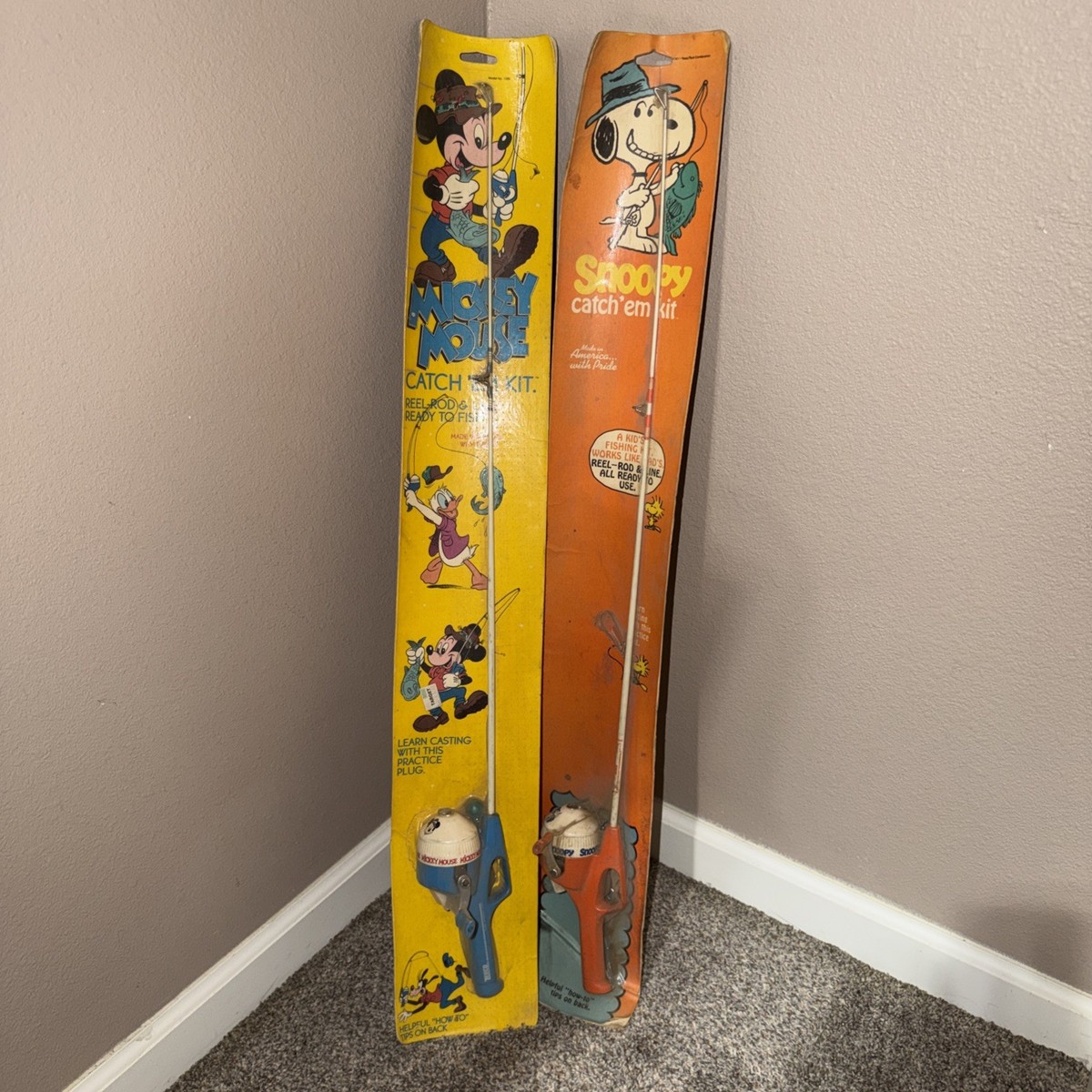 VTG 1985 Snoopy Mickey Zebco Rod Reel Fishing Pole Combo Catch'em Kit  Woodstock | eBay
