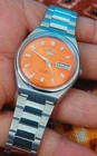 Seiko 5 Watch Automatic Vintage  Orange  dial  6309 day date @ Japan