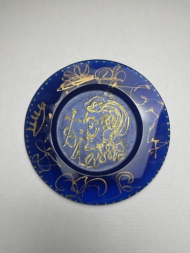 SALVADOR DALI DAUM Plate Blue Glass Pâte De Verre Art Numbered