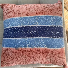 2 BLUES AND CORAL  HANDMADE BATIK PILLOWS WITH SOFT FEATHER AND DOWN INSERTS