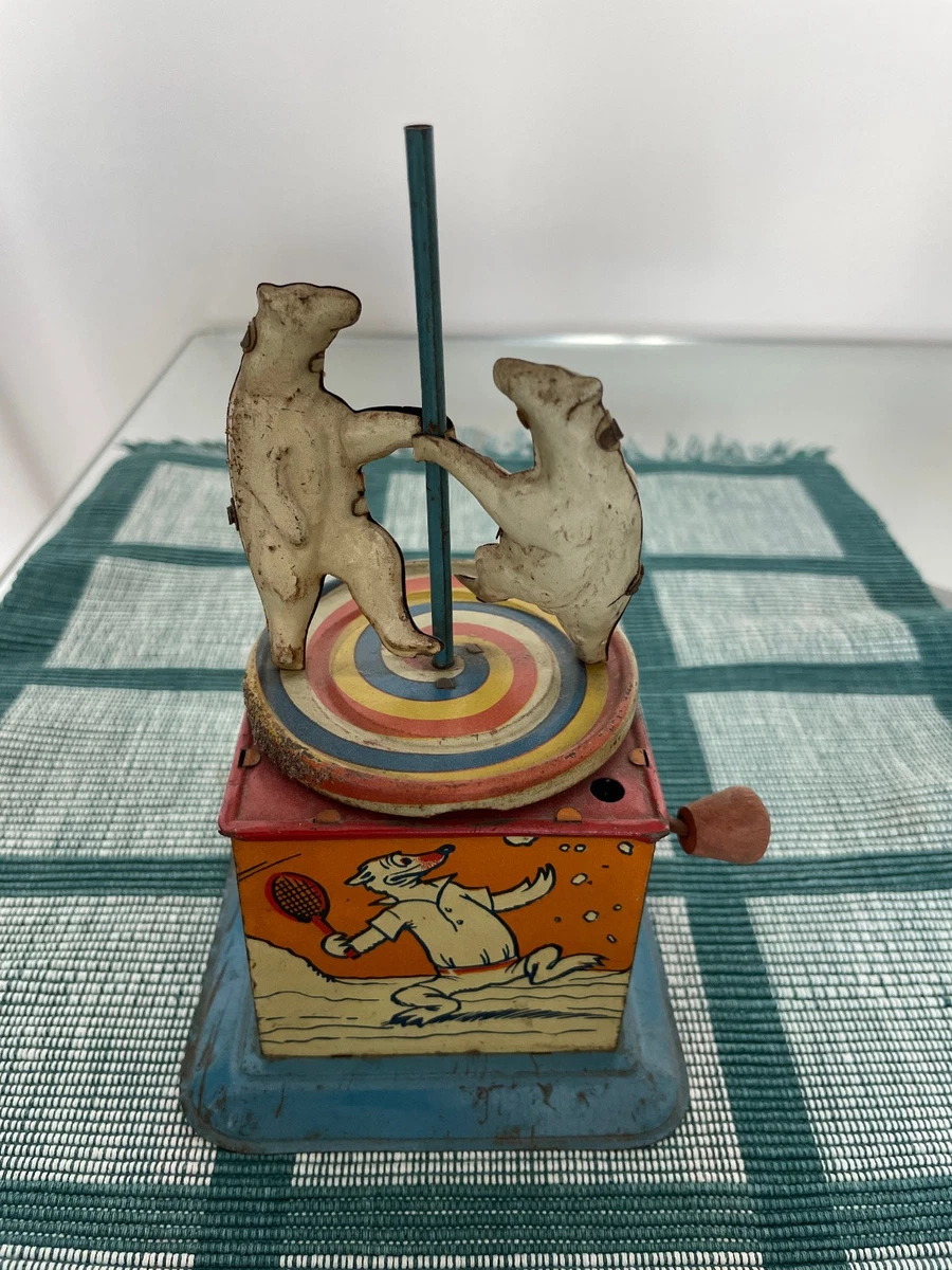 Jouet Automate Mécanique Ancien – Chien En Tôle – Jeu / Fête – Japon 1950 – Rare