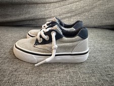 Tommy Bahama Toddler Boys Gray Canvas Sneakers Navy Trim Size 5