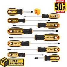 11-Pieces Magnetic Screwdriver Set 5 Phillips 5 Flat Head Tips Magnetizer Tool