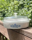 Vintage Corning Ware Blue Cornflower Square Casserole Dish with Lid 10”x”10”x2”