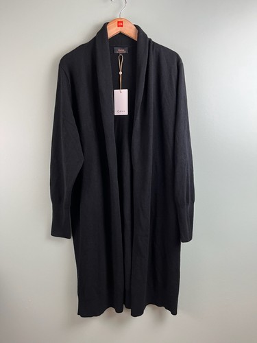 Maglione cardigan aperto Quince Mongolian donna XL cashmere spolverino nero nuovo con etichette NUOVO - Foto 2 di 8