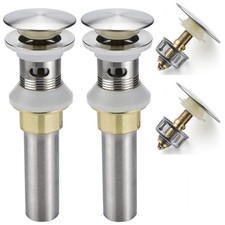 Bathroom Sink Drain,2 Pack Drain Stopper Bathroom Sink with Overflow,Pop Up D...