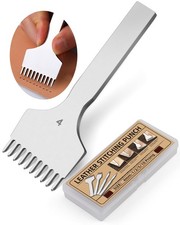Leather Stitching Punch, 10 Prong Leather Fork Prong Punch, 4mm Lacing Stitch...