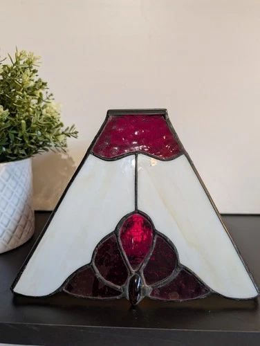Tiffany Style Lampshade Glass Stained Red White Pendant Light Shade Vintage Deco