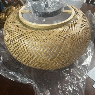 Tfcfl Bamboo Wicker Chandelier Rattan Ceiling Pendant Light 