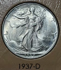 1937 D Denver Walking Liberty Half Dollar Silver 50C .50