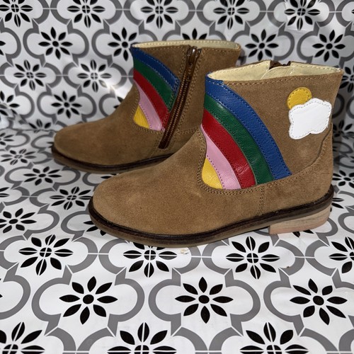 Mini Boden Kinder Braun Wildleder Leder Rainbow Chelsea Boots Gr: Euro 26 US 9,5