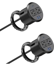 3 inch Desktop Power Grommet USB C,20W Fast Charging Station 2 Outlet 3 USB