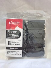 Annie X-Large 1-1/4" Foam Hair Rollers - Black - 8 PCS. Model 1064