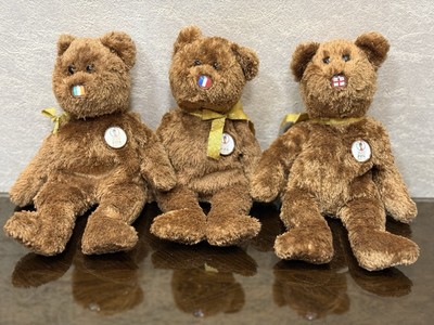 Set of 3 pcs Vintage  TY BEANIE BEAR - 2002 FIFA WORLD CUP Plush Animal
