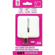 GetPower 30W Dual USB AC Adapter, White GP-AC2USB-PD GetPower GP-AC2USB-PD