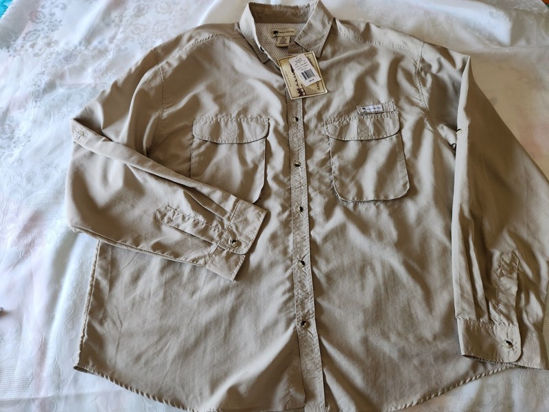 Hanna Jack's Cafe Island Outfitters Men's Khaki Button Down Top Size XXL NWT!