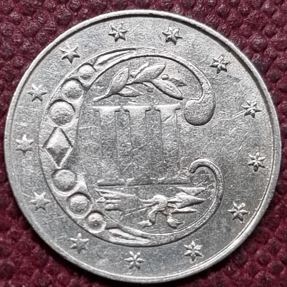 1862 Three Cent Piece 3c Silver Trime High Grade AU - UNC #96659 - Image 2 of 2