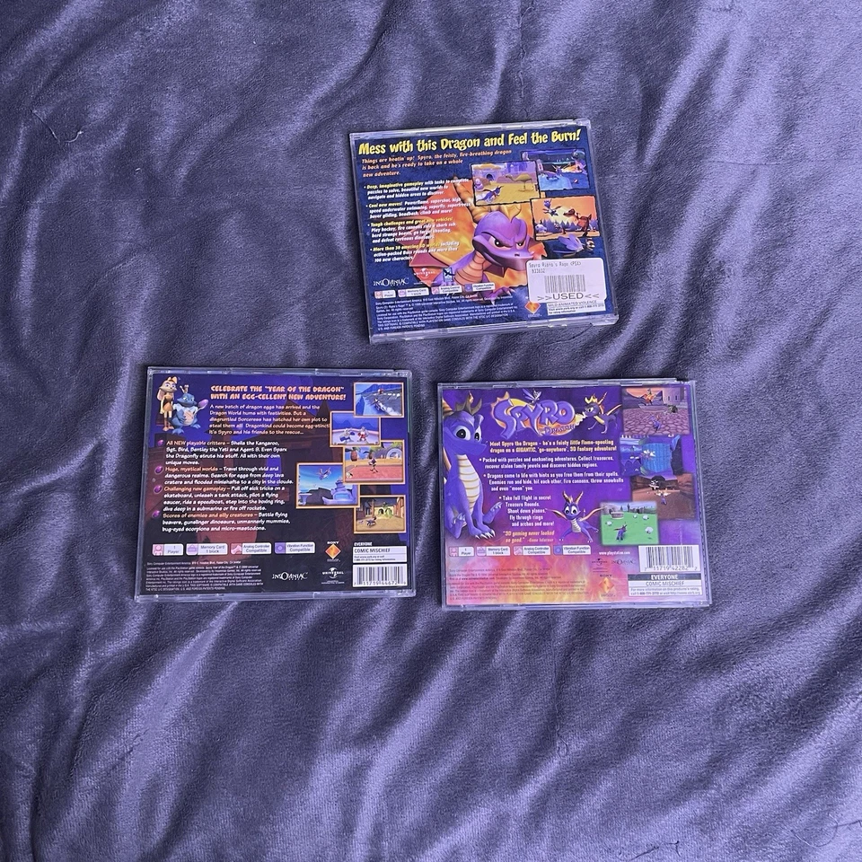 PS1 Lote de 3 Spyro the Dragon, Year of the Dragon & Riptor’s Rage Completo En Caja Original Foto 4 de 4