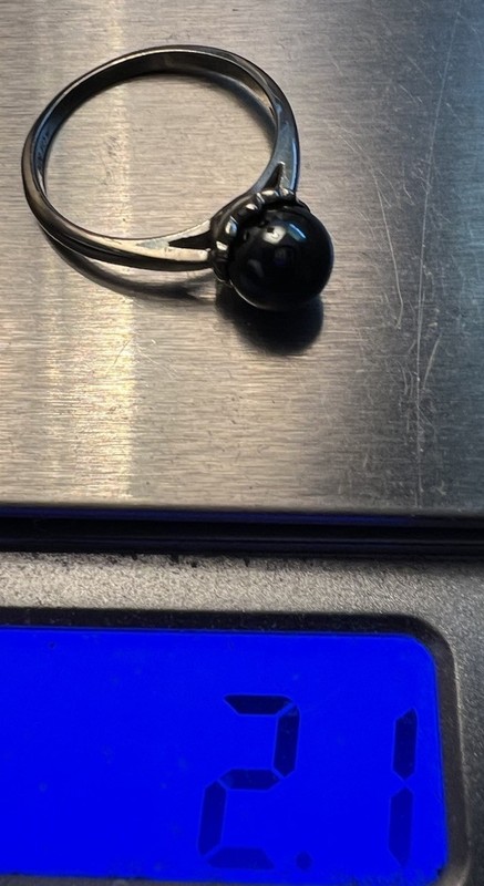 10k White Gold Hematite Ring Sz 5 Not Scrap