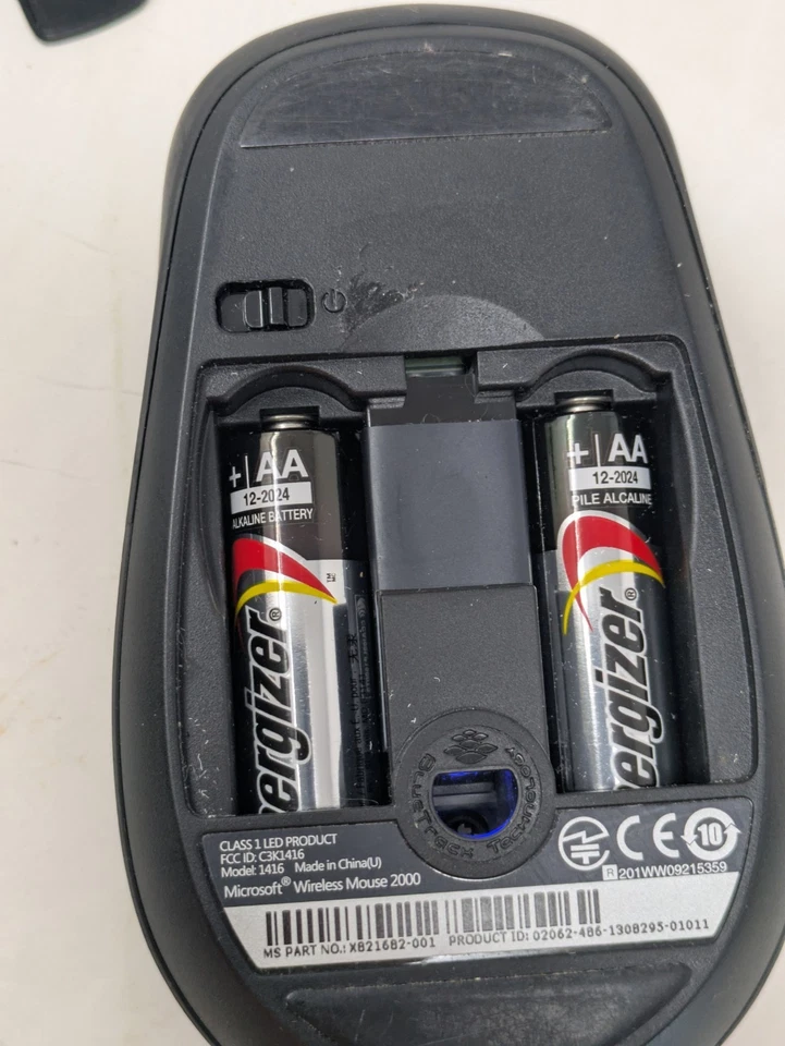 Microsoft Wireless Mouse 2000 Model 1416 Black with USB RECEIVER - Image 4 of 4