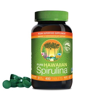 Nutrex Hawaii Pure Hawaiian Spirulina   Vegan 400 Count (Pack of 1), Green 