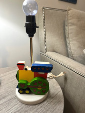 VTG CN Burman Co Train Nursery Lamp Primary Colors No Shade Working Condition