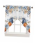 Fall & Orange Botanical Pumpkins Swag Valances for 28"W x 36"L (Pack of 1) Blue