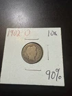 1902-O Barber Silver Dime 10C New Orleans 90% Silver Circulated US Coin