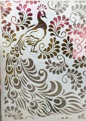 Peacock Majestic Tribal Wall Art Reusable Plastic Stencil - StencilAir