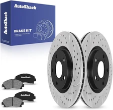 Autoshack Front Drilled & Slotted Brake Rotors Ceramic Brake Pads |  for 2009-20