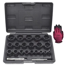 22 Pcs Bolt Nut Extractor Set, Yuesstloo 1/2" and 3/8" Drive Wheel Lock Remov...