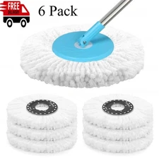 6 Pack Replacement Microfiber Mop Head Easy Cleaning Wring Refill for Spin Mop