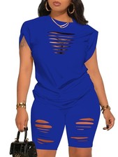 Women 2 Piece Outfits Summer Sweatsuits Biker Short Workout Jogger Sets