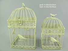 Antico Decorazione Gabbia per Uccelli 2er-Set IN Metallo Piante Fiori